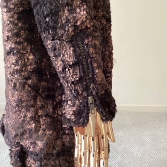 Opening Ceremony Faux Fur Brown Bronze Coat XS - Picture 5 of 6